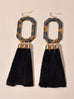 Bohemian Jewellery Leopard Acrylic Black Tassel Dangle Earring Ethnic