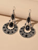 Bohemian Tribal Ethnic Antique Silver Rhinestone Hollow Water Drop