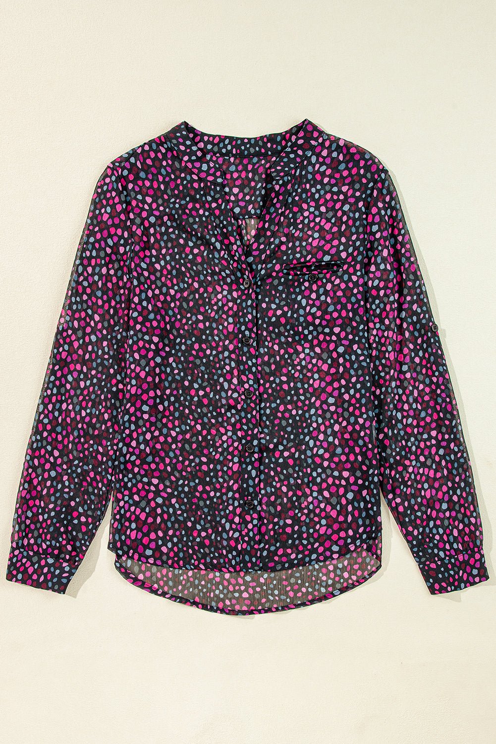 Grape Wine Polka Dot Printed Buttoned Casual Shirt - Essential Retail Store