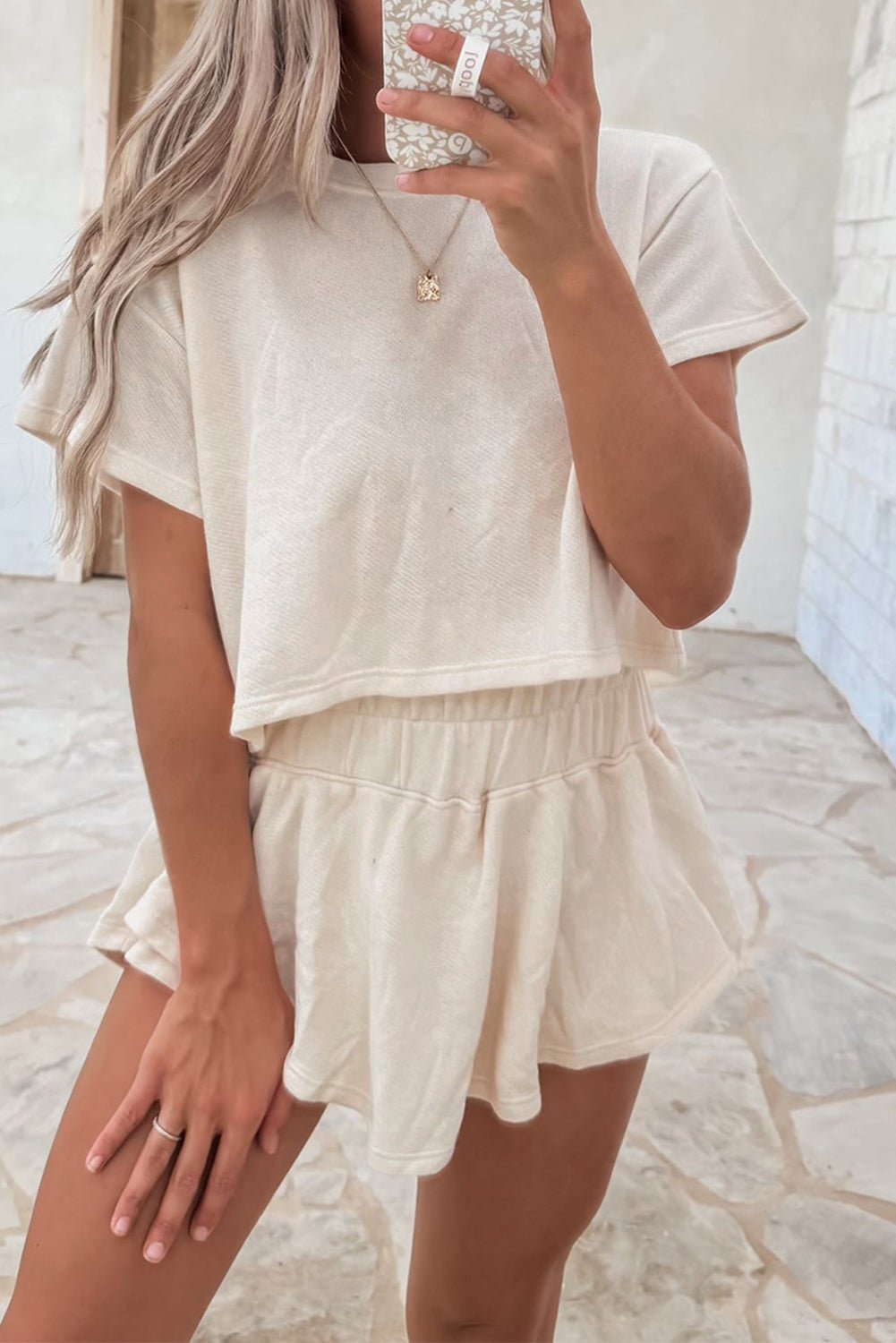 Black 2pcs Cropped Tee and Ruffle High Waist Skort Set - Essential Retail Store