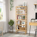 6 Tier Adjustable Bamboo Bookshelf: Tall Shallow Natural