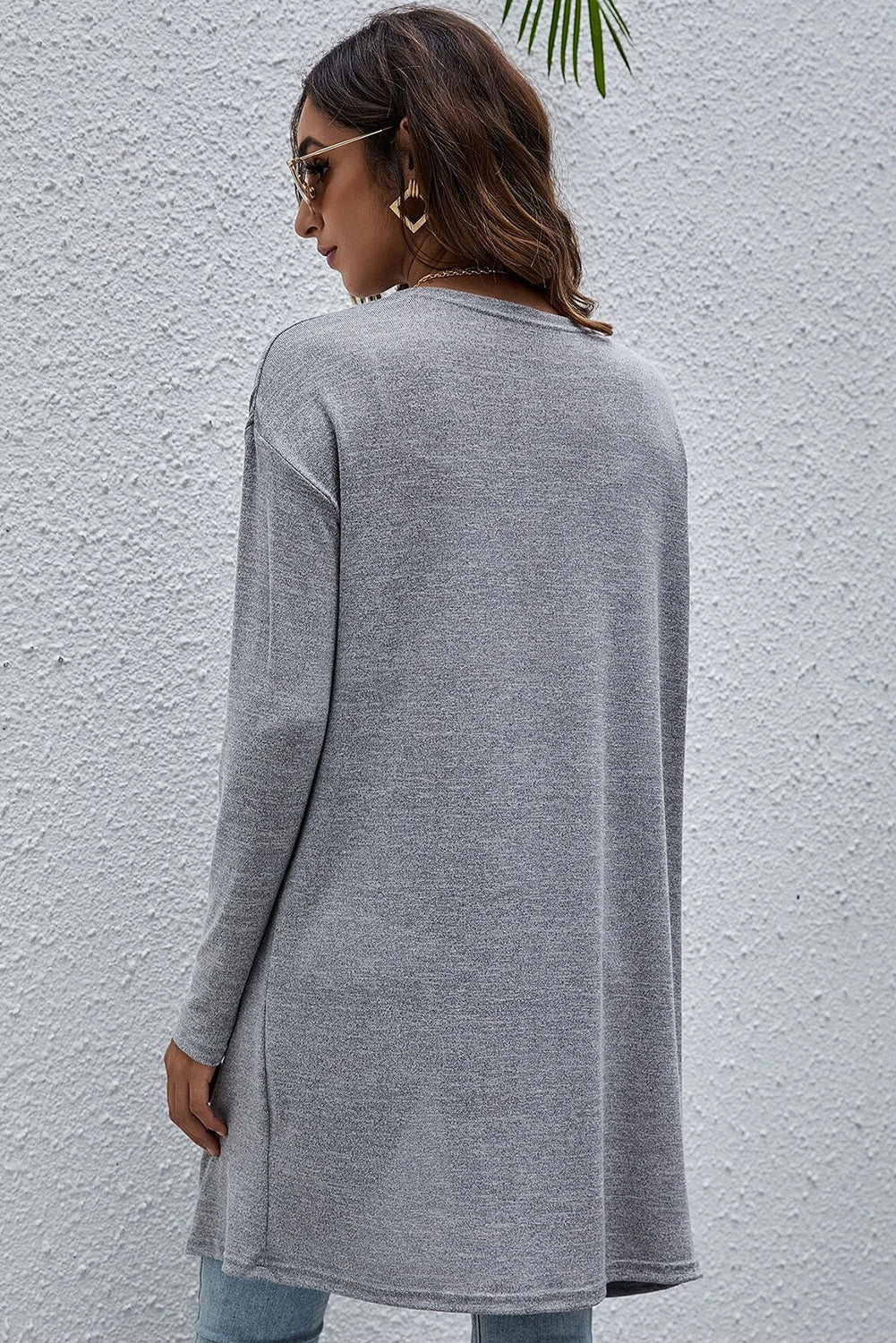 High Rise Solid Color Open Front Lightweight Cardigan - Essential Retail Store