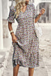 Boho Floral Ruffle Hem V Neck Short Sleeve Dress