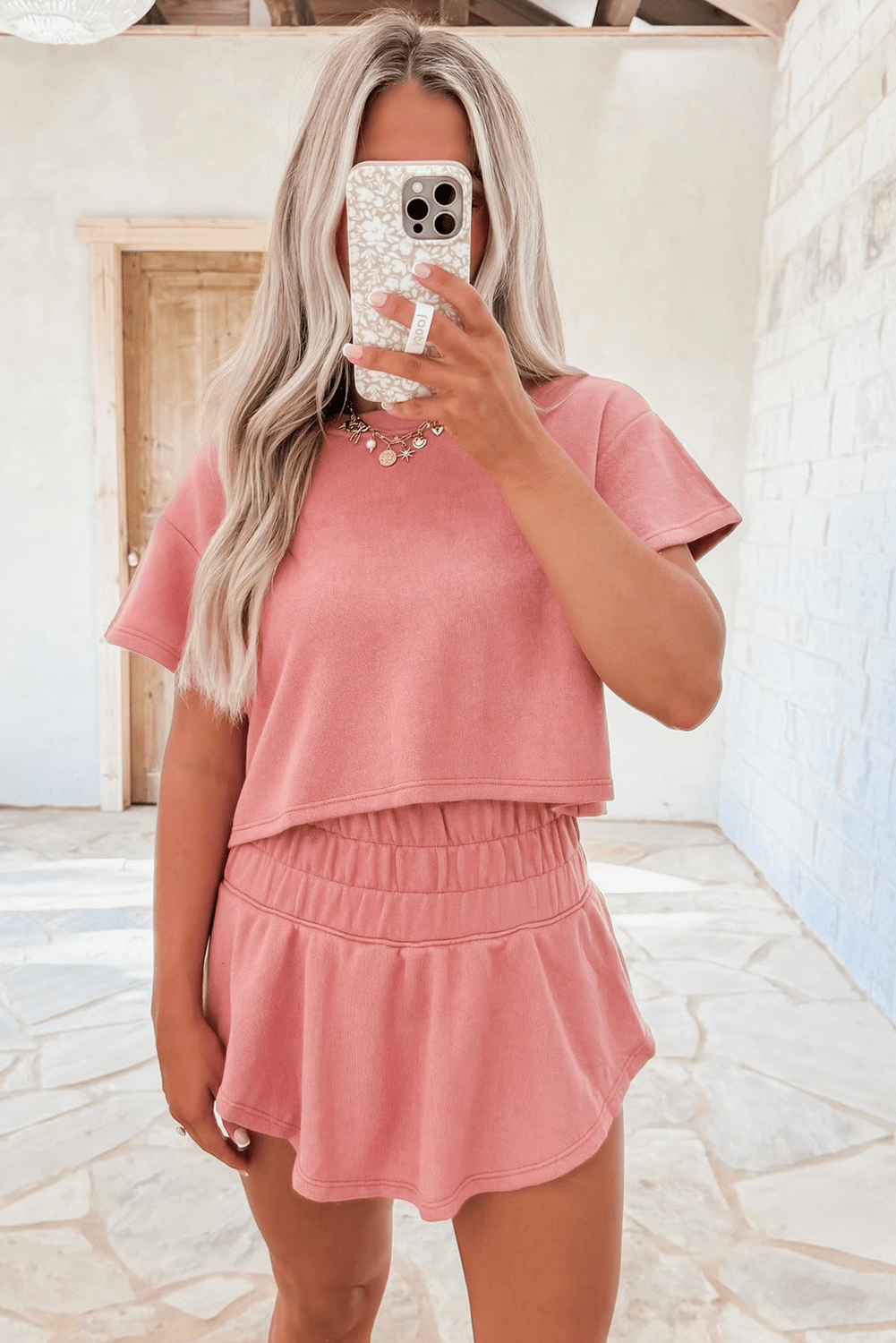 Black 2pcs Cropped Tee and Ruffle High Waist Skort Set - Essential Retail Store