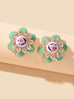 Bohemian Ethnic Rhinestone Decoration Green Enamel Flower Stud