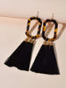 Bohemian Jewellery Leopard Acrylic Black Tassel Dangle Earring Ethnic