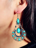 Bohemian Tribal Ethnic Antique Silver Rhinestone Hollow Water Drop
