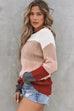 Colorblock Stripe Round Neck Pullover Sweater