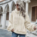 Hooded Solid Color Plush Loose Sweater - Women  Sweater