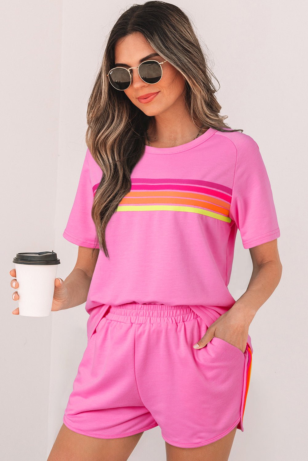 Bonbon Striped Patch Front Casual Tee - Essential Retail Store