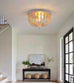 Boho Wood Beaded Flush Mount Chandelier Oak Finish 2 Lights
