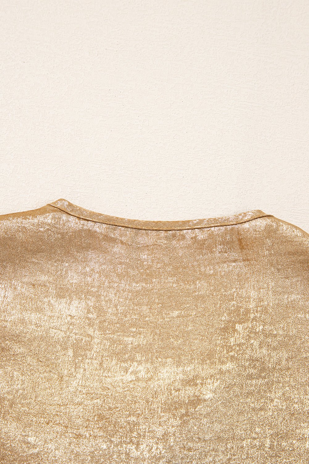 Gold Bow Tie Front Puff 3/4 Sleeve Ruffle Hem Blouse - Essential Retail Store