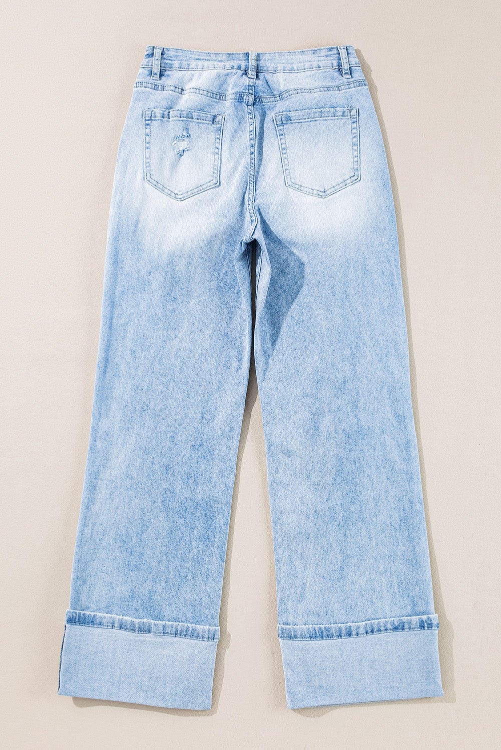 Beau Blue Light Wash Distressed Straight Jeans - Essential Retail Store