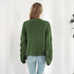 Puff Sleeve Cardigan Sweater - Women Clothes Front Chunky Knitwear