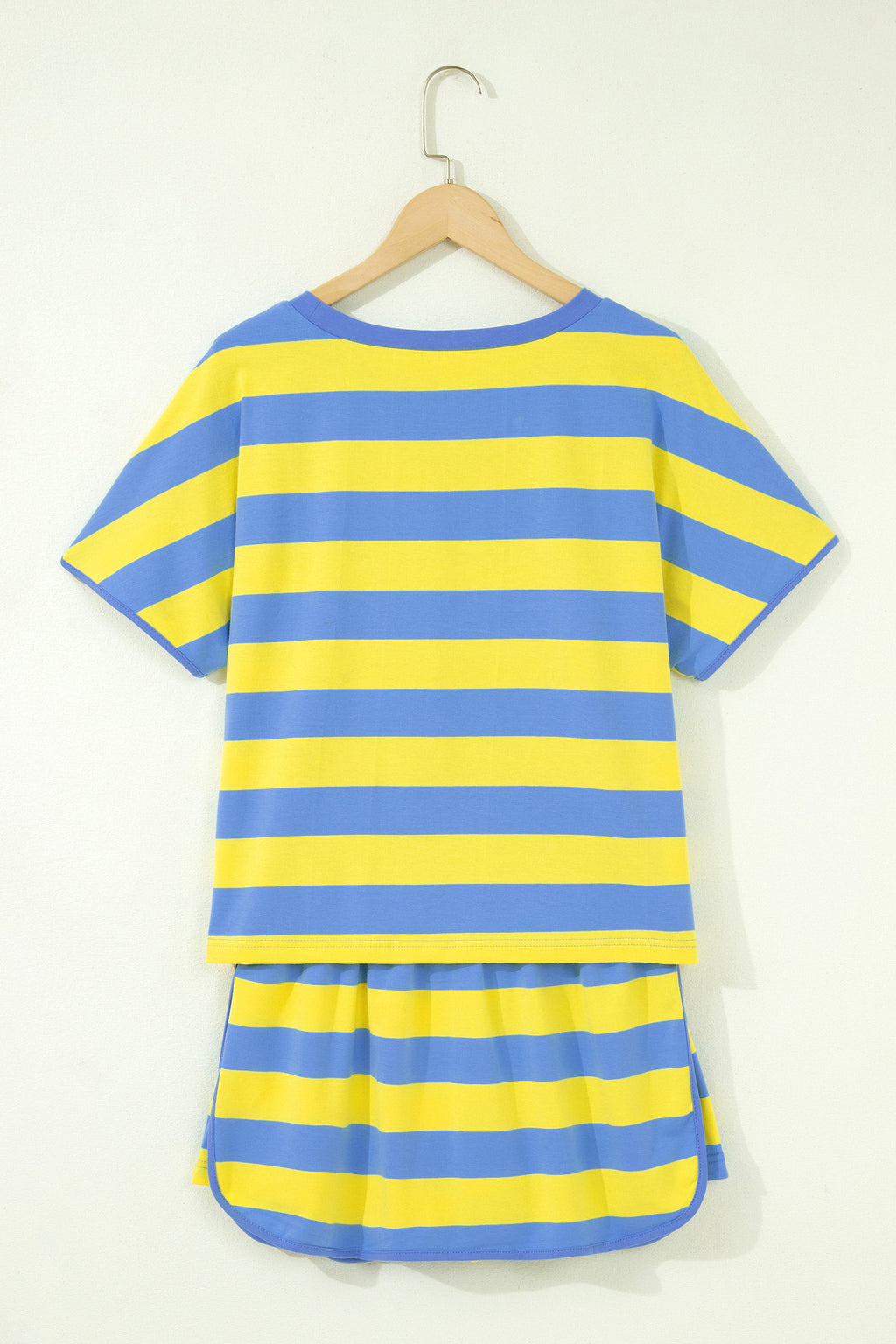 Rose Stripe Dolman Tee Drawstring Skort Athletic 2pcs Set - Essential Retail Store