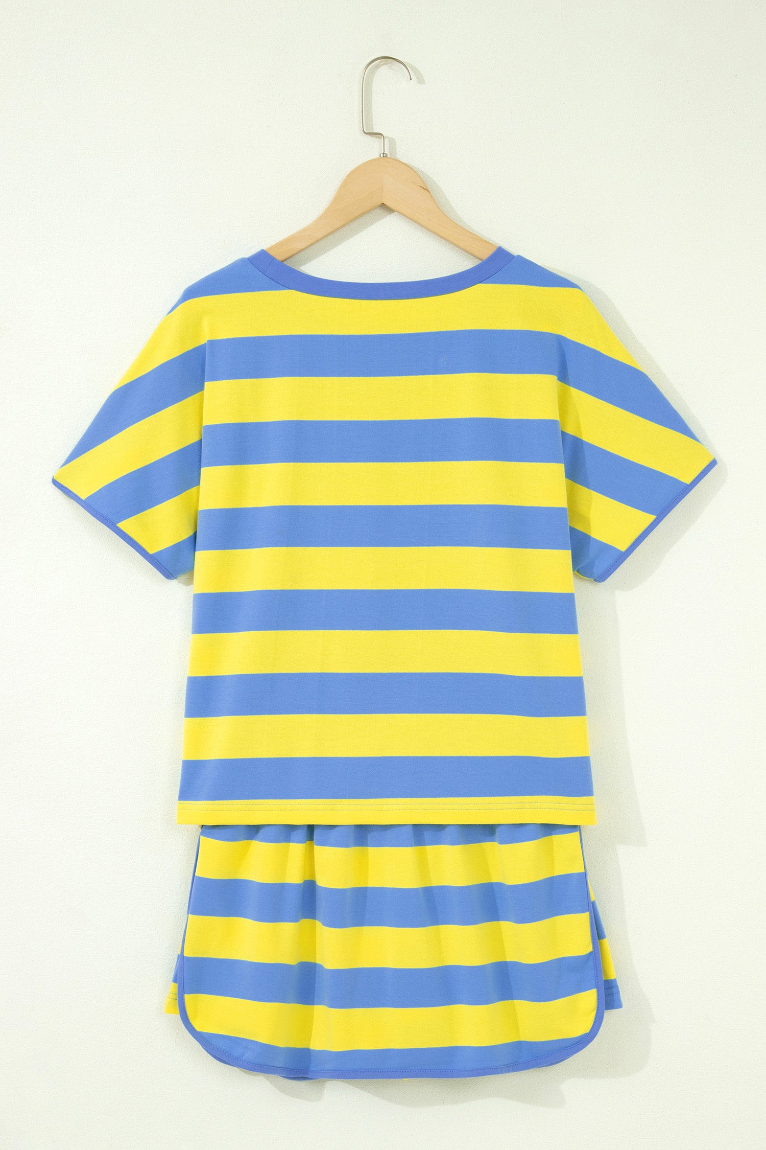 Rose Stripe Dolman Tee Drawstring Skort Athletic 2pcs Set - Essential Retail Store