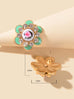Bohemian Ethnic Rhinestone Decoration Green Enamel Flower Stud