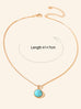 Bohemian Jewelry Gold Chain Round Turquoise Pendant Necklace Ethnic