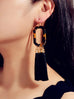 Bohemian Jewellery Leopard Acrylic Black Tassel Dangle Earring Ethnic
