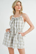 MABLE Plaid Sleeveless Button Down Romper