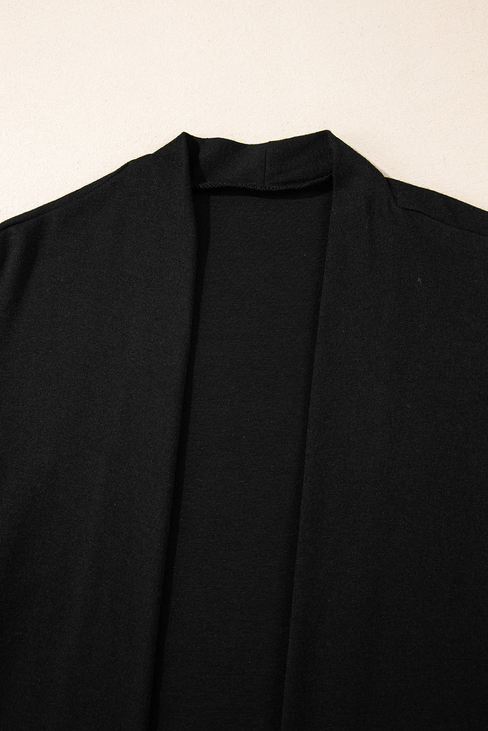 Black Solid Color Open Front Cardigan with Pocket - Essential Retail Store