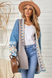 Aztec Print Open Front Knitted Cardigan