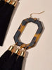 Bohemian Jewellery Leopard Acrylic Black Tassel Dangle Earring Ethnic