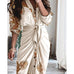 Bohemian Clingy Elastic Plain Outfit L Wrap Dress