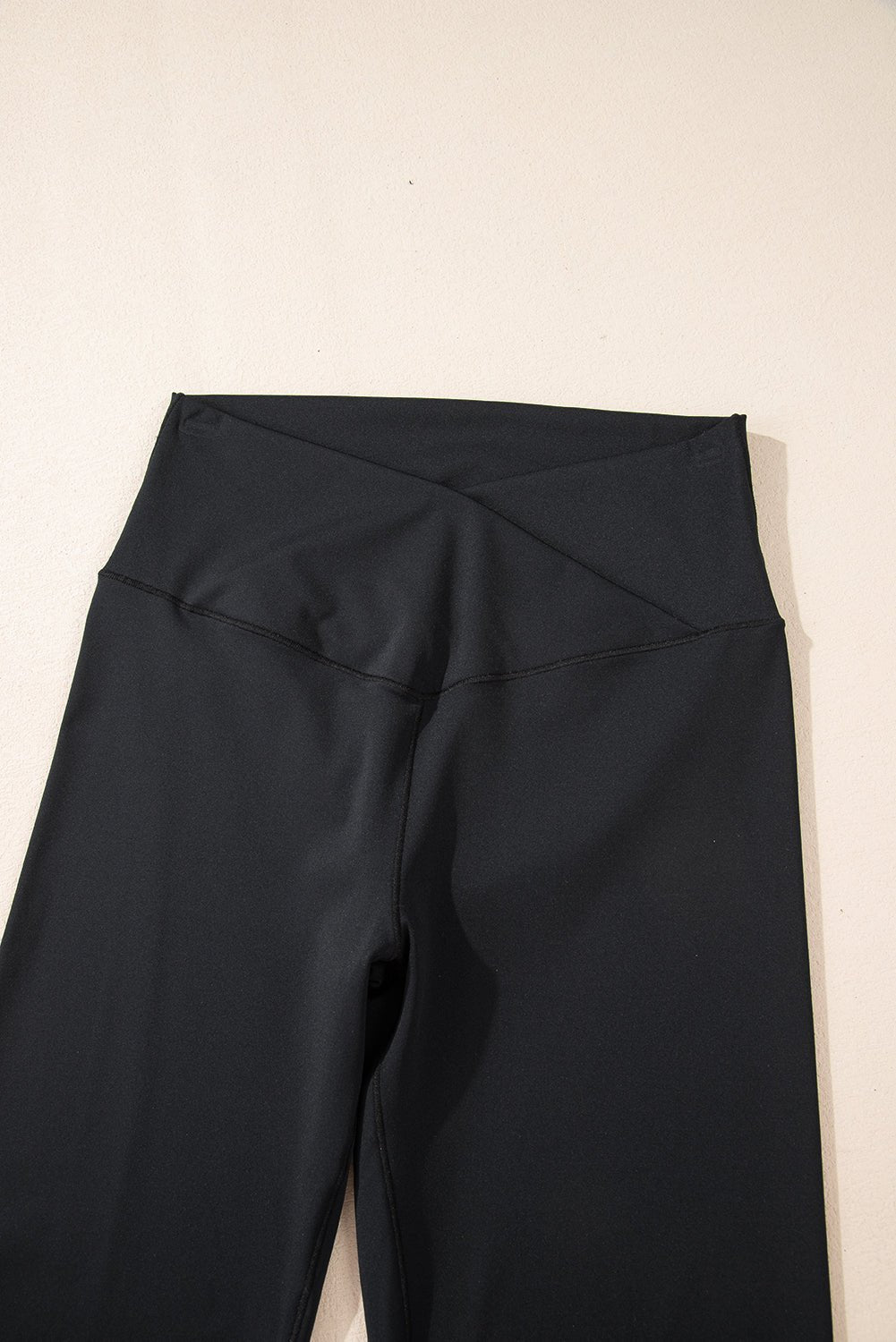 Black V Shape High Waist Flared Leggings - Essential Retail Store