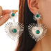 Bohemian Sunflower Heart-shaped Earrings With Rhinestone Exaggerated