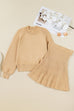Solid High Neck Sweater and Pleated Mini Skirt Set