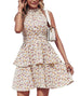 Summer Printed Halter Dress Fashion Boho Backless Ruffled A-Line Beach