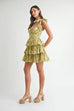 MABLE Floral Print Shoulder Tie Layered Mini Dress