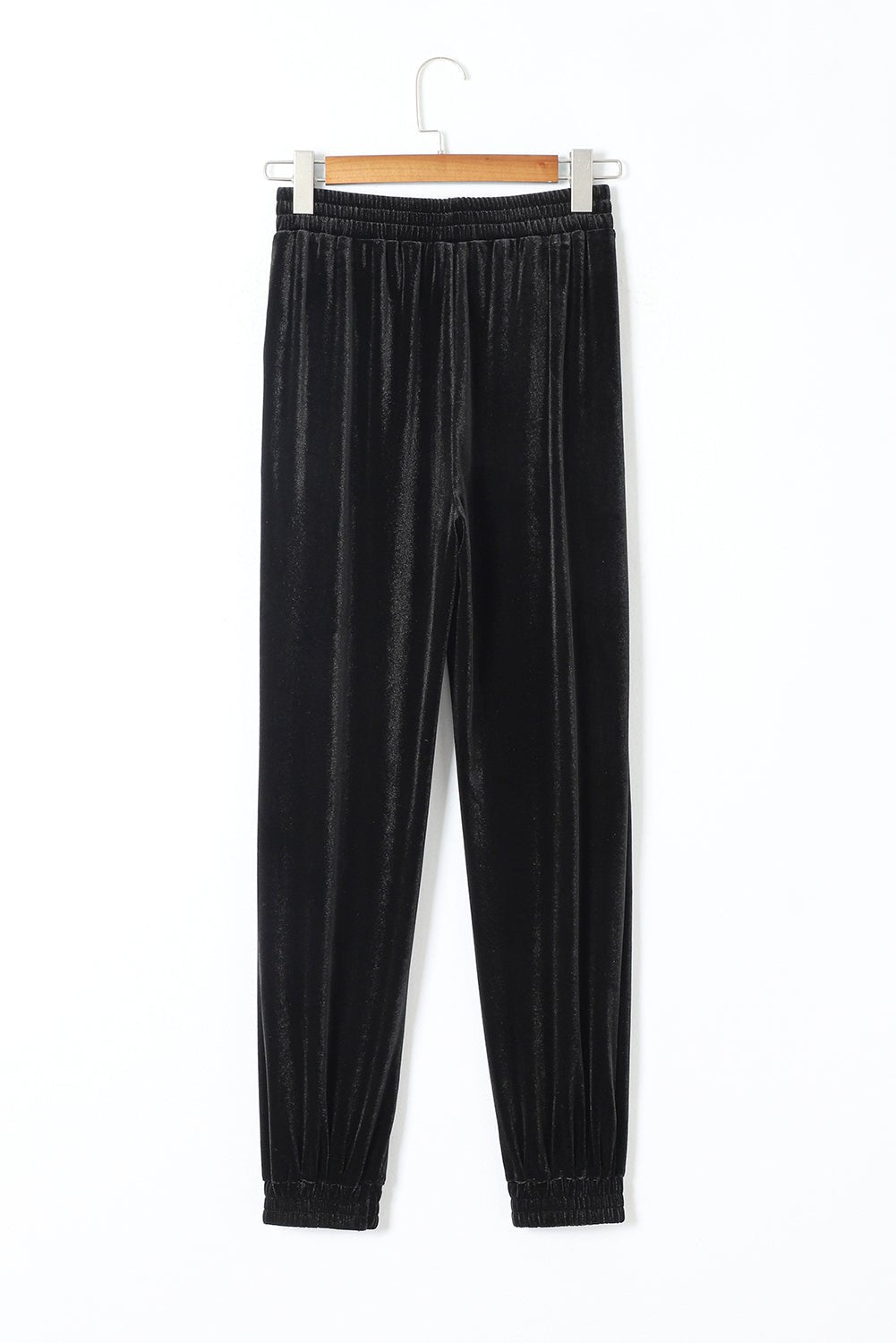 Black Solid Velvet Jogger Pants - Essential Retail Store