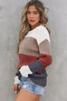 Colorblock Stripe Round Neck Pullover Sweater