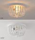 Two Light White Wood Beaded Boho Flush Mount Chandelier For Nursery