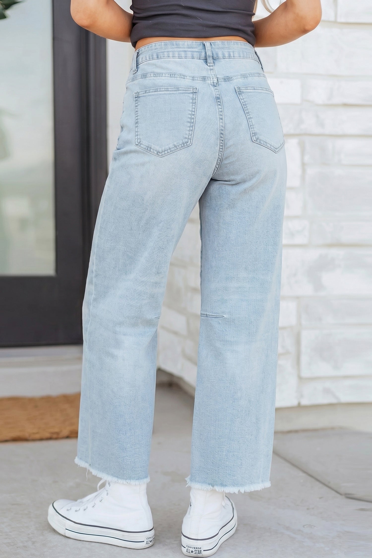 Beau Blue Frayed Cropped Straight Jeans - Essential Retail Store