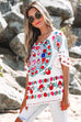 Selene Boho Floral Ruffle Trim Blouse