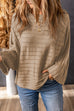 Ribbed Knit Reverse Seam 3/4 Sleeve Sweater