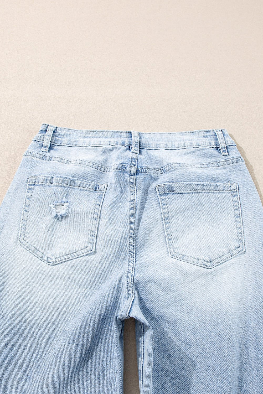 Beau Blue Light Wash Distressed Straight Jeans - Essential Retail Store