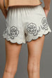 Umgee Full Size Linen Blend Shorts with Floral Embroidered Details