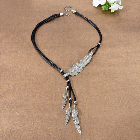 1pc Western Bohemian Black PU Rope Handmade Antique Silver gold