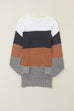 Colorblock Stripe Round Neck Pullover Sweater