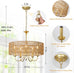 Gold 5 Light Rattan Boho Chandelier Pendant Lighting