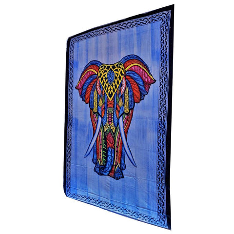 Indian Bohemian Elephant Brushstroke Art Tapestry Wall Hanging