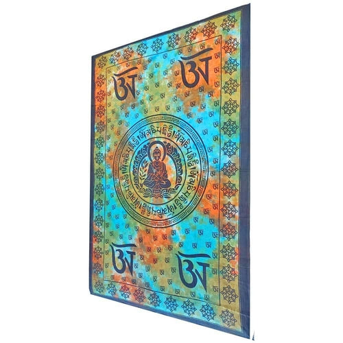 Buddhist Om Symbol Tapestry Wall Hanging with Seven Chakra Symbol