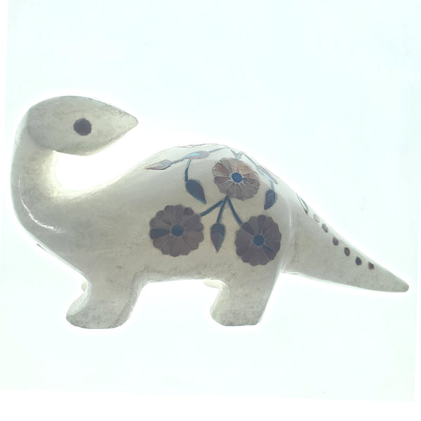 Hard Carved Vintage Animal Figurine Collectible White Marble Floral