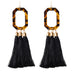 Bohemian Jewellery Leopard Acrylic Black Tassel Dangle Earring Ethnic