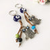 Blue evil eye good luck keychain, elephant, owl keyring