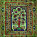 Green Tree of Life Peacock Tapestry